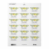 Étiquette Fleurs de citron verdure aquarelle élégant chic (Feuille entière)