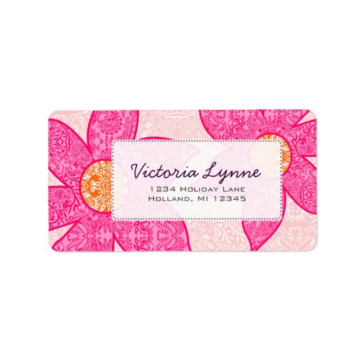 Étiquette Fleurs de corail Fuchsia Adresse de retour (Devant)