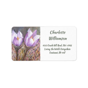 Étiquette Fleurs de crocus de printemps en aquarelle Adresse