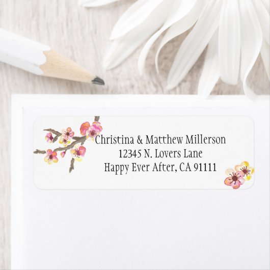 Étiquette Fleurs de fleurs de cerisier (En situation)