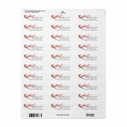 Étiquette Fleurs de fleurs de cerisier (Feuille entière)