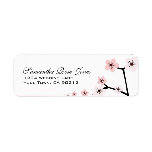 Étiquette Fleurs de fleurs de cerisier rose et blanc Adresse (Devant)