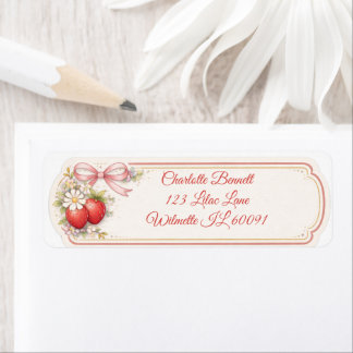 Étiquette Fleurs de fraise vintage sans couture cottagecore