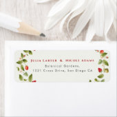 Étiquette Fleurs de fraises rouges sucrées Mariage (En situation)