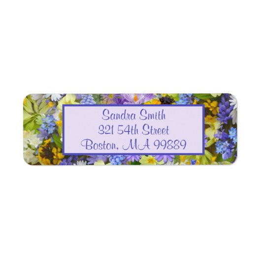 Étiquette Fleurs de Jardin Personnalisées Violet Jaune (Devant)