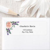 Étiquette Fleurs de lavande en or rose adresse de retour  (En situation)