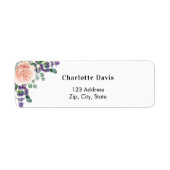 Étiquette Fleurs de lavande en or rose adresse de retour  (Devant)