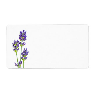 Étiquette Fleurs De Lavande Isolées Sur Arrière - plan Blanc