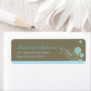 Étiquette Fleurs de neige Bleues Flèches Mariage Adresse de 