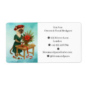 Étiquette Fleurs de Noël en Chat dans Florist Shop (Devant)