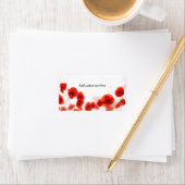 Étiquette Fleurs de pavot rouge orange sur blanc (En situation)