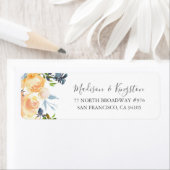 Étiquette Fleurs de Pêche Élégant Mariage Adresse de retour  (En situation)