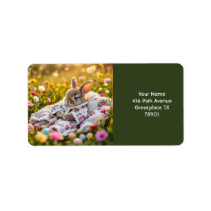 Étiquette Fleurs de peintre de lapin mignonne Imaginaire
