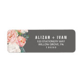 Étiquette Fleurs de pivoines romantiques | Mariage gris (Devant)