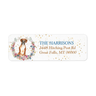 Étiquette Fleurs de printemps de chien de boxer Wreath