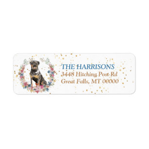 Étiquette Fleurs de printemps de chien Rottweiler