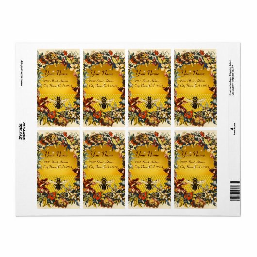 ÉTIQUETTE FLEURS DE PRINTEMPS HONEY BEE, BEEKEEPER (Feuille entière)
