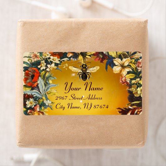 ÉTIQUETTE FLEURS DE PRINTEMPS HONEY BEE, BEEKEEPER (En situation)
