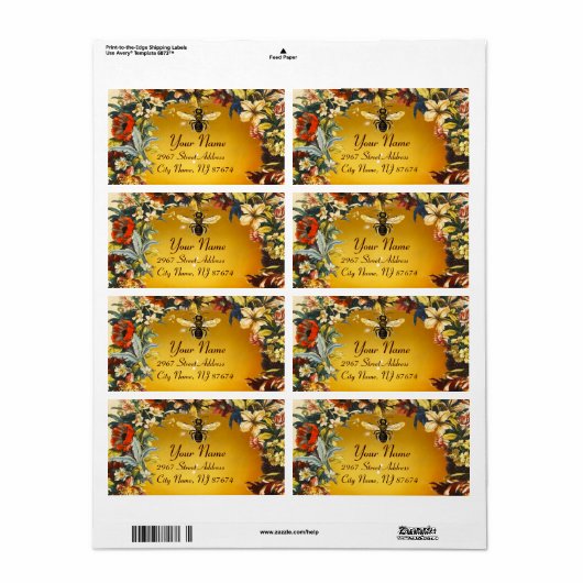 ÉTIQUETTE FLEURS DE PRINTEMPS HONEY BEE, BEEKEEPER (Feuille entière)