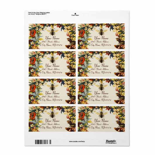 ÉTIQUETTE FLEURS DE PRINTEMPS HONEY BEE, BEEKEEPER (Feuille entière)