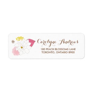 Étiquette Fleurs de printemps rose et jaune