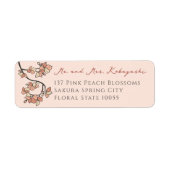 Étiquette Fleurs de rose Peach Rose Adresse du Mariage asiat (Devant)