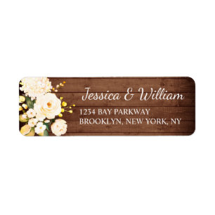 Étiquette Fleurs de roses bois & blush Aquarelle rustique