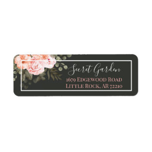 Étiquette Fleurs de roses élégantes rose blush Adresse moder
