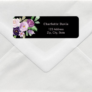 Étiquette Fleurs de roses violettes noires à l'adresse de re