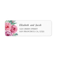 Fleurs de sauce rose aquarelle. Adresse mariage