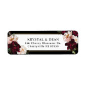 Étiquette Fleurs de teinte bordeaux foncé et romantiques ave (Devant)