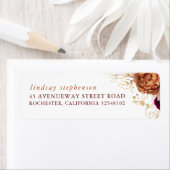 Étiquette Fleurs de terracotta rouille et herbe de la Pampa  (En situation)