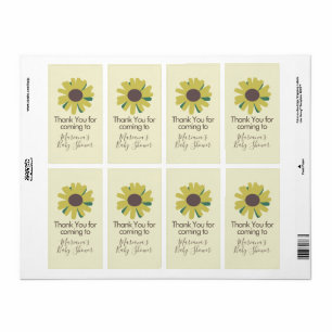 Étiquette Fleurs de tournesol de baby shower simple verdure
