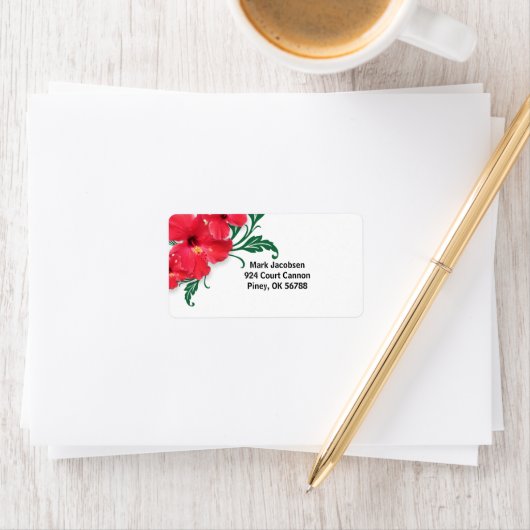 Étiquette Fleurs d'Hibiscus (En situation)