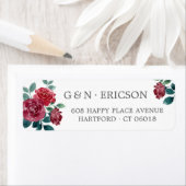 Étiquette Fleurs d'hiver Monogramme gris Adresse de retour (En situation)