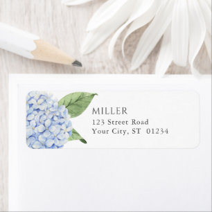 Étiquette Fleurs d'Hydrangea Bleues Adresse Personnalisée