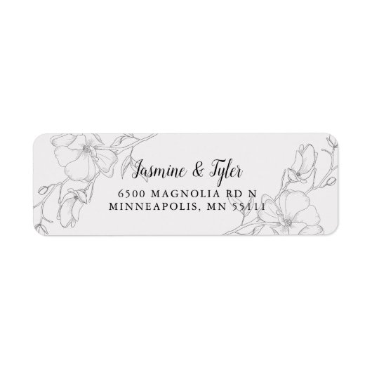 Étiquette Fleurs d'ivoire modernes Magnolia Adresse de retou (Devant)