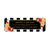 Étiquette Fleurs d'or d'automne Élégantes rayures blanches n (Devant)