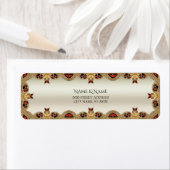 Étiquette Fleurs d'or Pierre rouge Adresse de retour Label (En situation)