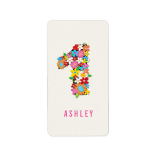 Étiquette Fleurs du printemps Une fille 1er fête d'anniversa