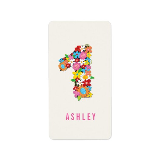 Étiquette Fleurs du printemps Une fille 1er fête d'anniversa (Devant)