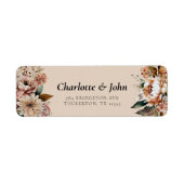 Étiquette Fleurs élégantes Mariage d'automne Adresse de reto (Devant)