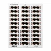 Étiquette Fleurs élégantes Noir Blanc Grilles Or Cadre (Feuille entière)