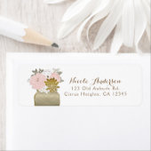 Étiquette Fleurs en pot Mason Floral rustique rose et or Chi (En situation)