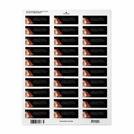 Étiquette Fleurs en terre cuite Elégant Boho Noir (Feuille entière)