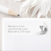 Étiquette Fleurs et branches d'écureuil gris mou Adresse (En situation)