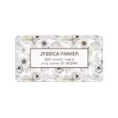 Étiquette Fleurs et plumes blanches (Devant)