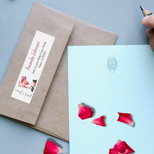 Étiquette Fleurs et Prosecco Rose Floral Fête de Mariage 