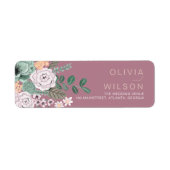 Étiquette Fleurs florales chic et vert bohème et mauve (Devant)