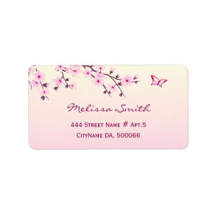 Étiquette Fleurs florales de cerises Fille rose